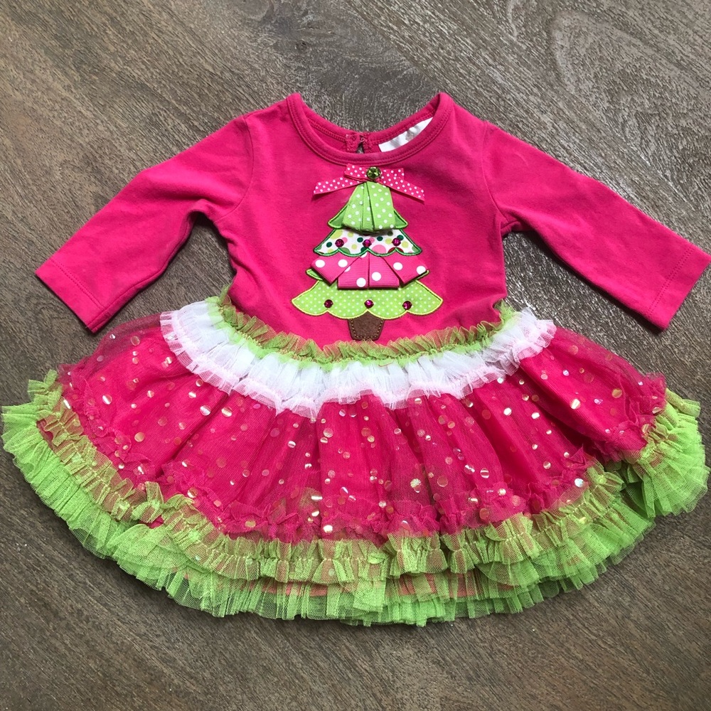 RARE Editions Christmas Dress Baby Girl 6 mo Pink